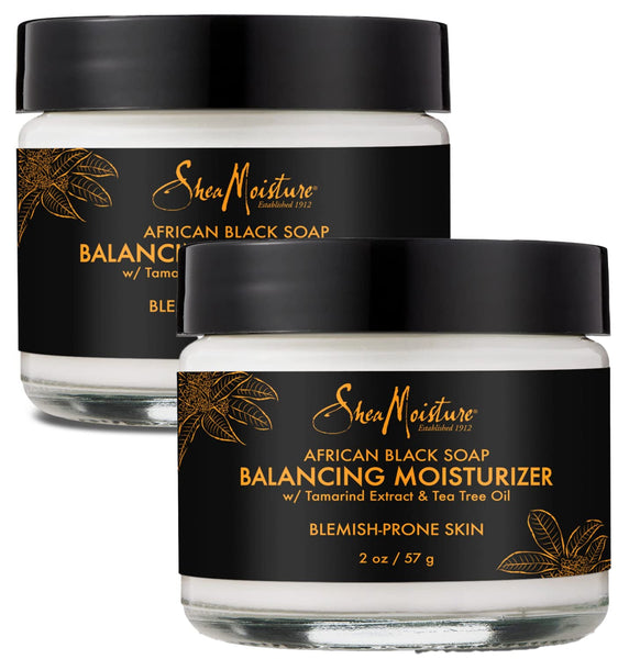 SheaMoisture Balancing Moisturizer for Dry Skin African Black Soap with Shea Butter 2 oz (2 Pack)